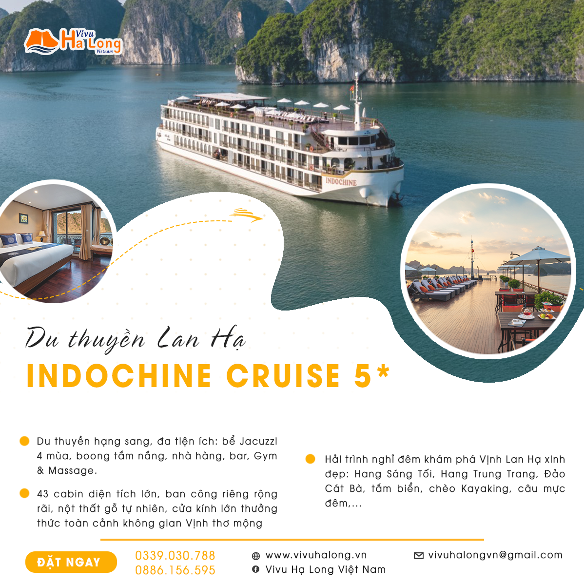 Indochina Cruise Lan Ha Overnight 5star cruise