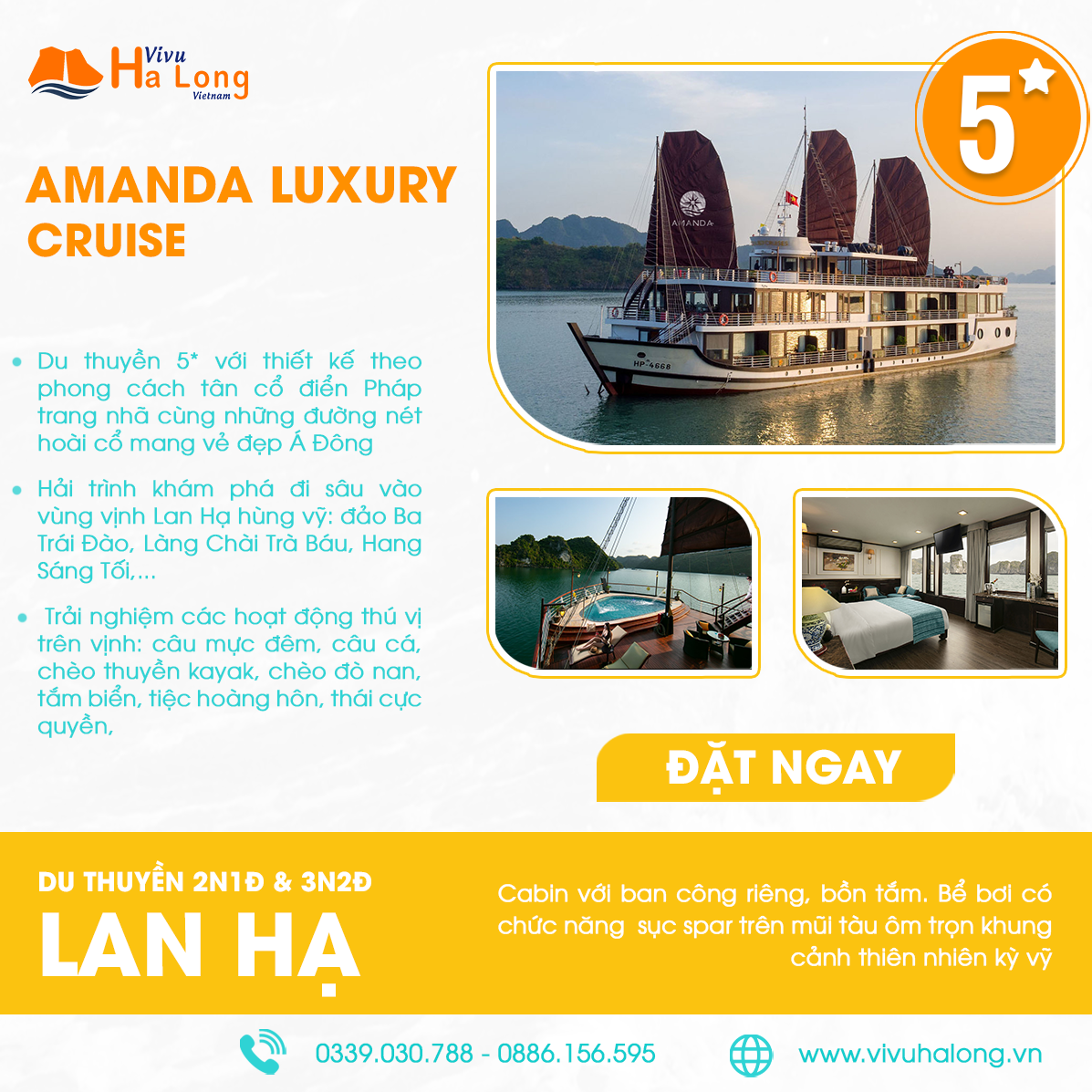 Amanda Luxury Cruise 5 star Lan Ha Bay
