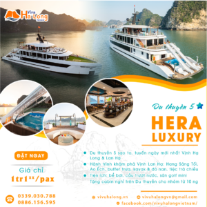 Hera Luxury Cruise - Du thuyền 5 sao tour Vịnh Hạ Long - Lan Hạ 1 ngày
