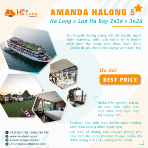 Amanda Halong Cruise - Tour Du thuyền ngủ đêm Vịnh Hạ Long & Vịnh Lan Hạ