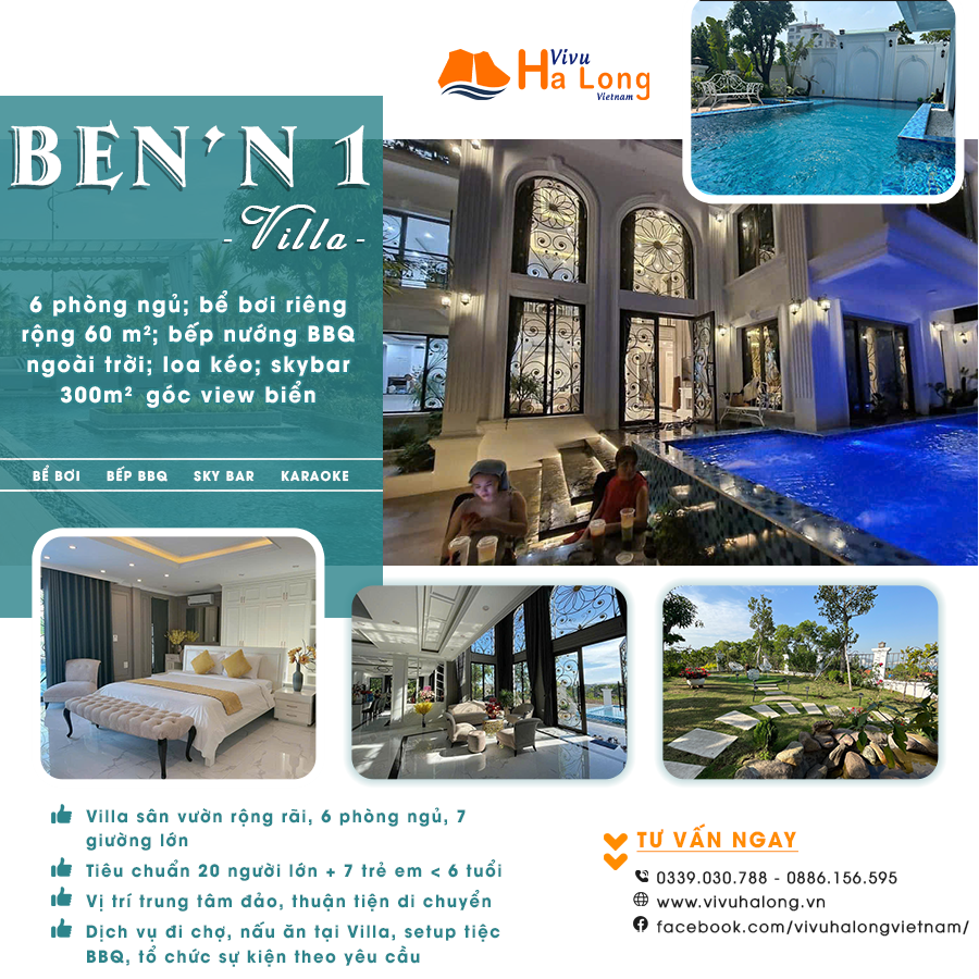 Ben'n 1 Villa sân vườn, bể bơi đảo Tuần Châu